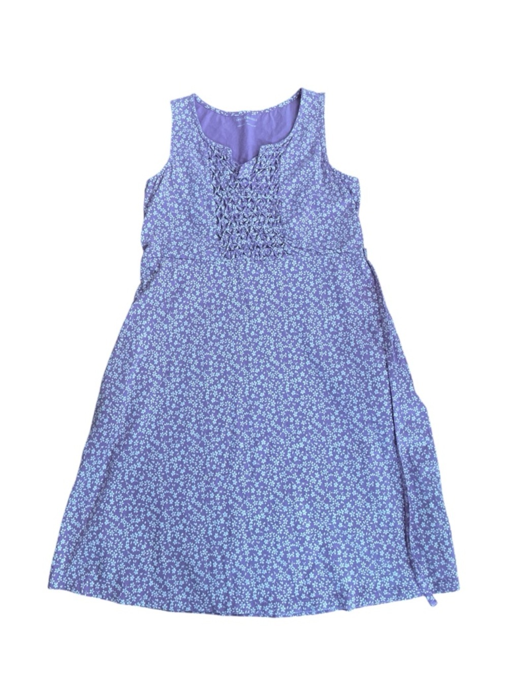 April Cornell Lilac & White Ditsy Floral Cottagecore Cotton Pullover Midi Dress